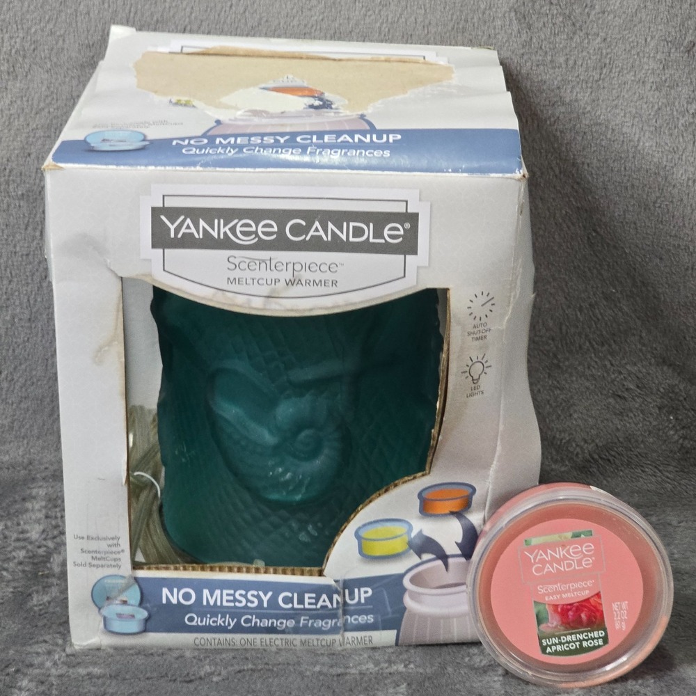 Yankee Candle Scenterpiece MeltCup Warmer Coastal Shores Teal Shell Starfish NEW